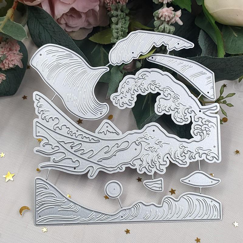 The Kanagawa Waves Metal Steel Cutting Dies Stencils Scrapbooking Craft Die 3D DIY Festival Card Making
