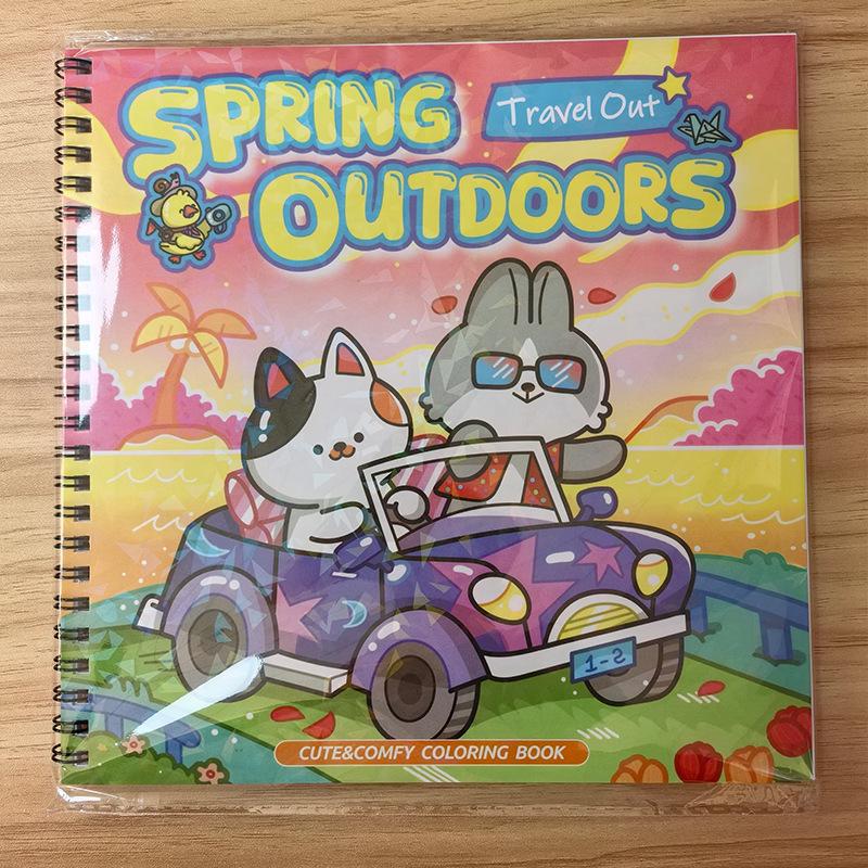 1 Stück Malbuch mit Cartoon-Motiven, Super heilendes und stressabbauendes Malbuch, Kunst-Erleuchtung und pädagogisches Kritzelbuch für Kinder