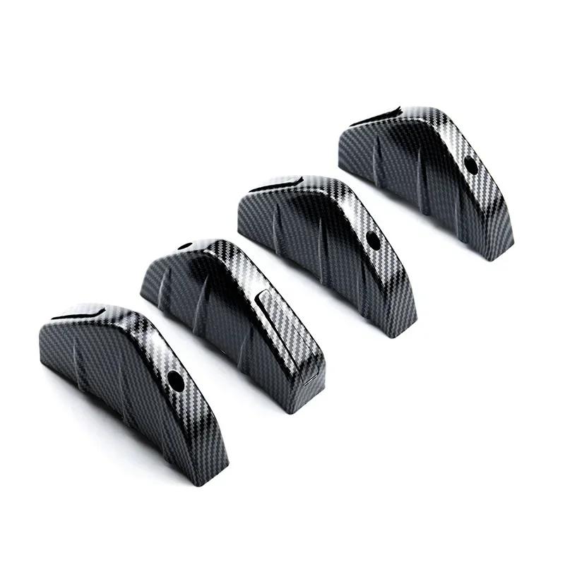 New 4pcs Universal Car Red Black Carbon Fiber Pattern Modified Shark Fin Rear Spoiler Rear Bumper Lip Diffuser Anti-collision