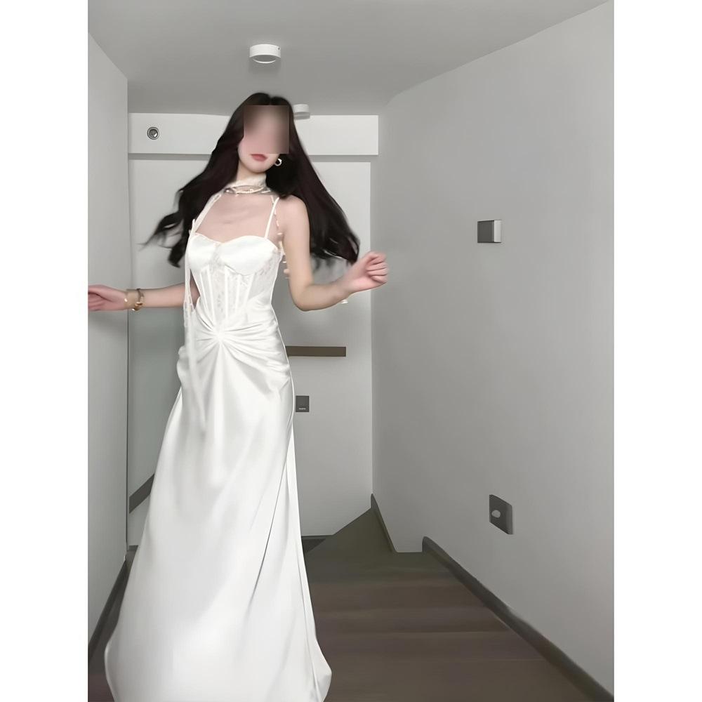 Rochie frumoasă și unică cu bretele tip schelet de pește, stil celebritate de vară, rochie de banchet high-end rafinată, casual