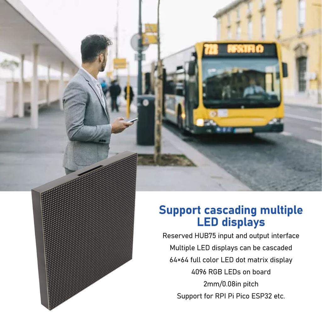 RGB Full Color LED Matrix Panel 64x64 4096 Dots 2mm Pitch Adjustable Brightness LED Dot Matrix Displ