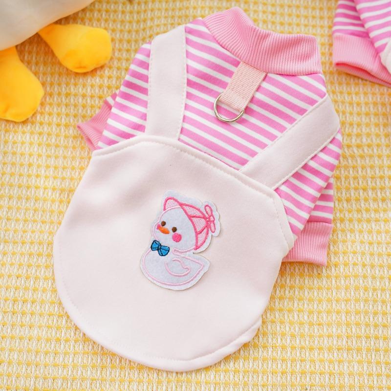 Pet Dog Clothes, Cat Autumn and Winter Fleece Dog Hoodies, Cat Striped Ducks, Medium-sized Dogs That Can Be Towed