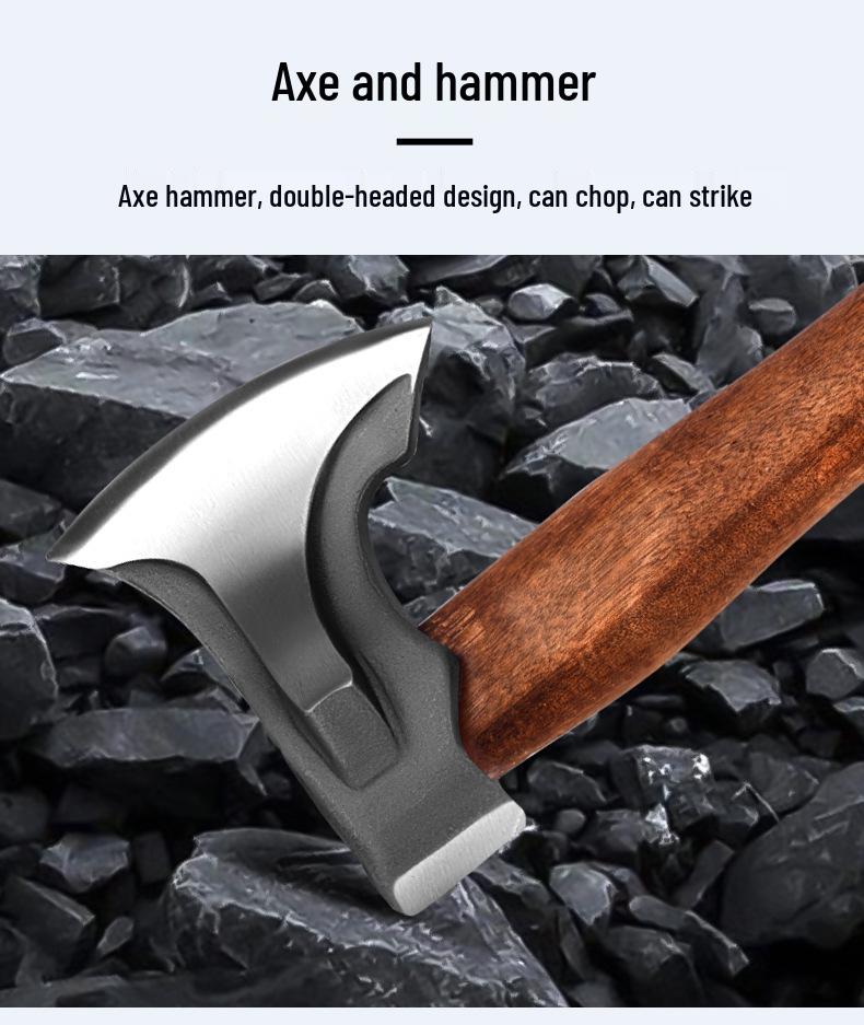 Hand-Forged Long-Handled Camping Axe for Wood Splitting and Firewood Cutting