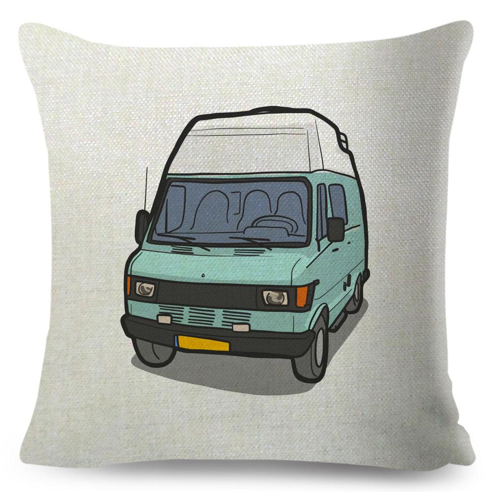 Van Life Pillow Case Decor Cartoon Camper House Travel Car Cushion Cover for Sofa Home Children Room Vanlife Pillowcase 45x45cm