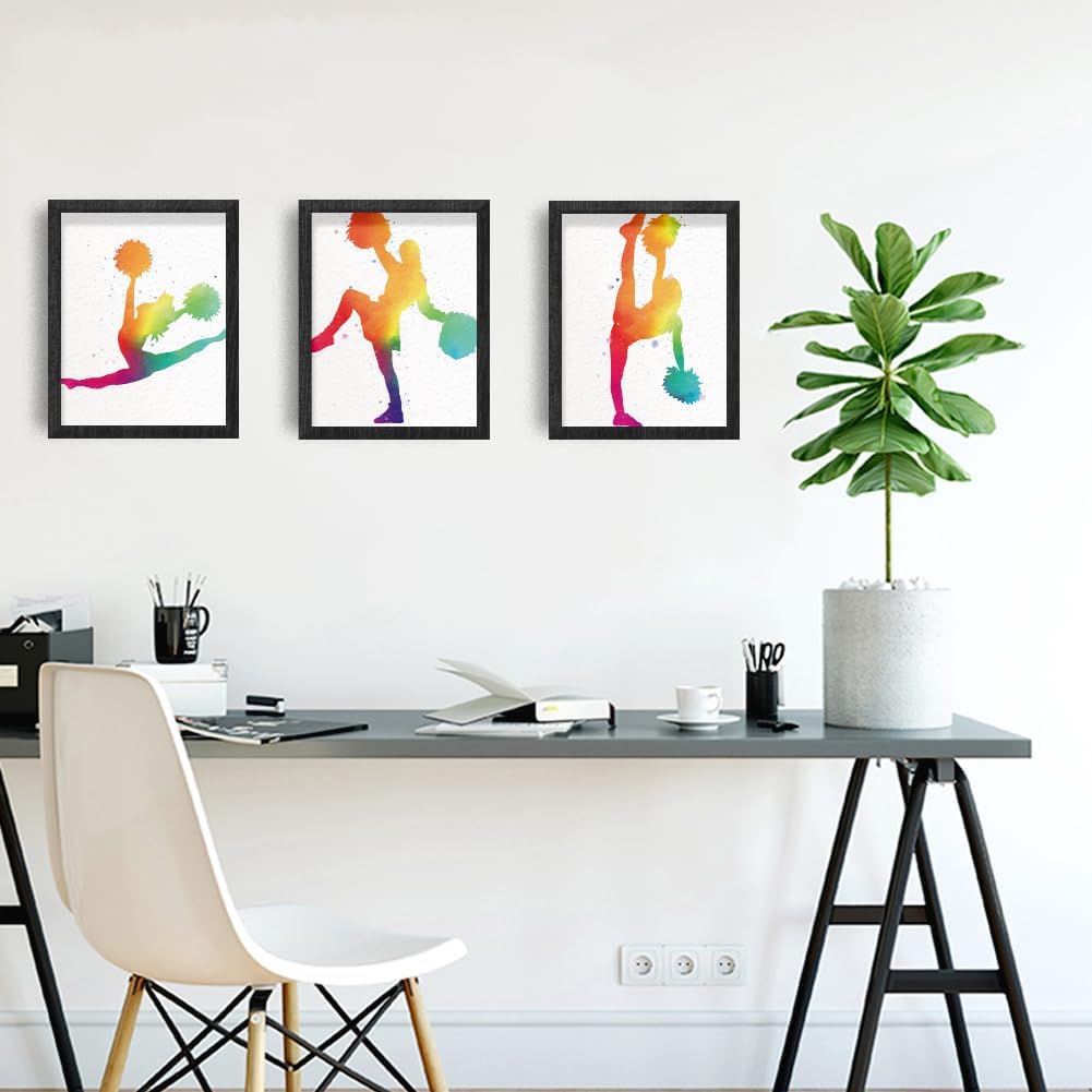 INFUNLY Set of 6 CheerLeader Abstract Wall Art Print UNFRAMED Girl Gymnastics Posters Print 8x10 Aesthetic Gradient Ink Canvas Painting for Team Gift