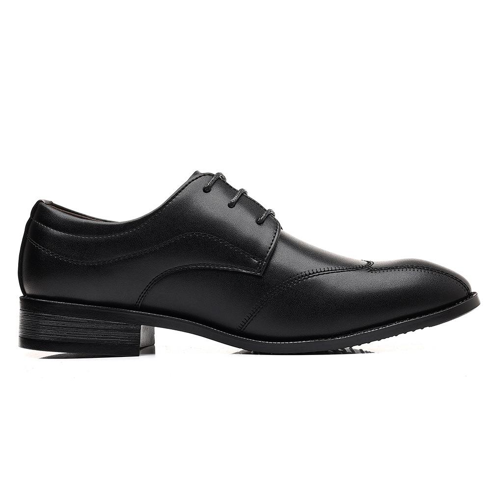 Leather Shoes Men's Breathable Versatile Men's Leather Shoes Fashion Lace-up Business Dress Pointed Wedding Shoes