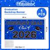 Graduation Party Decorations 2026 Plastic Backdrop - 65" x 32.7" Congrats Grad Banner in Blue, Large Class of 2026 Decorations, Photography & Grad
