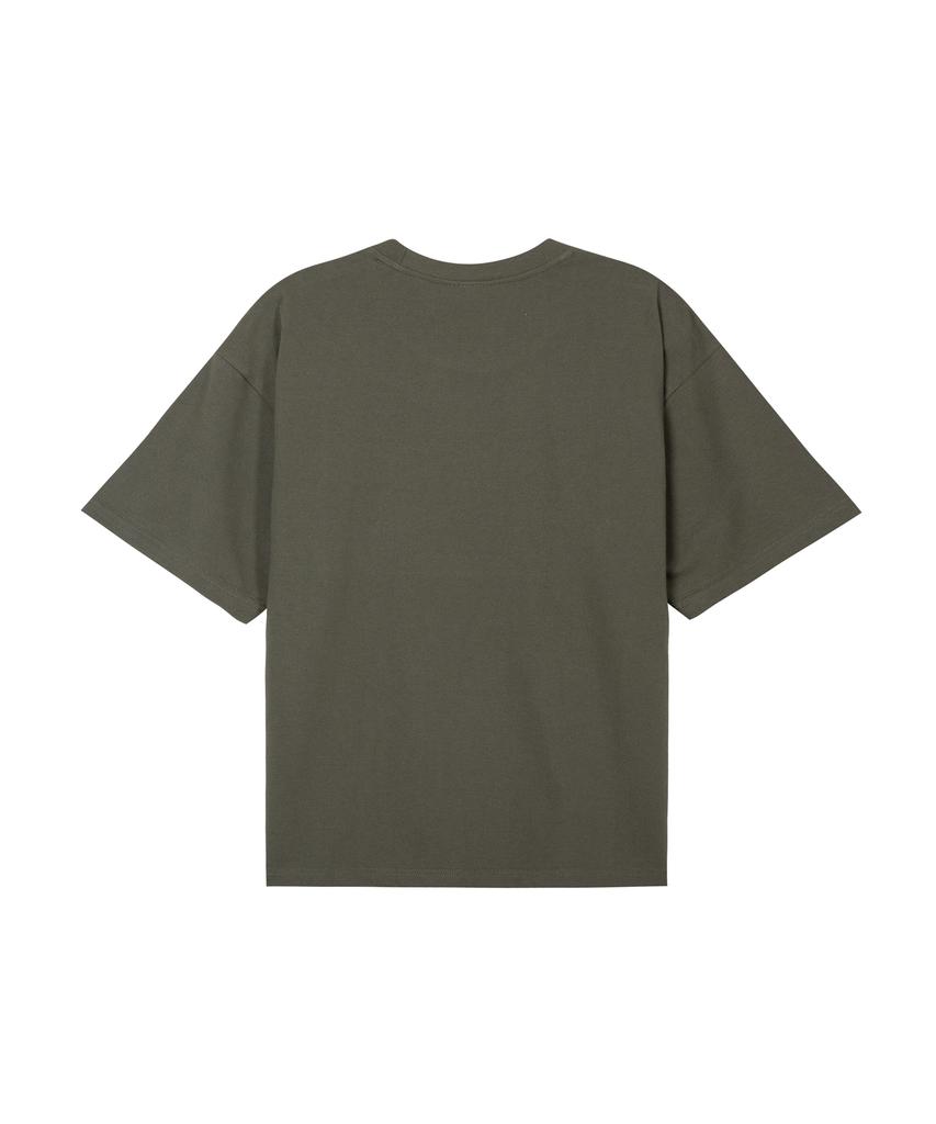 OUNDERR Mono Collection Cat Short Sleeve T-Shirt (Khaki)