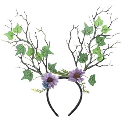 Blumen-Geweih-Haarreifen für Damen und Kinder, Rentier-Geweih-Haarreifen für Renaissance-Accessoires