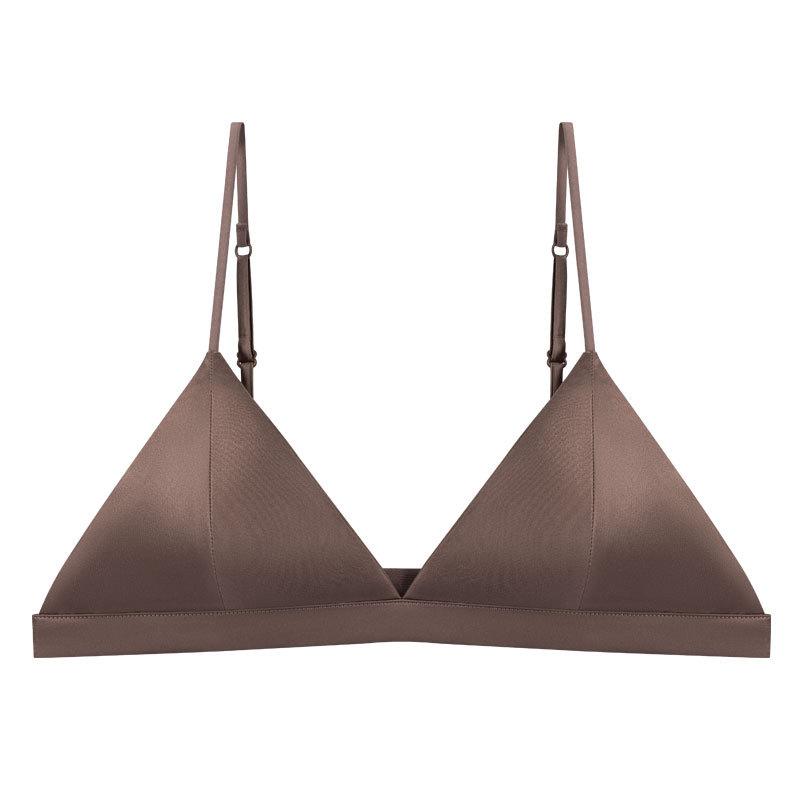 Reggiseno in seta elastica ultra-sottile senza ferretto con coppe imbottite, coppa morbida per seno piccolo, intimo sexy francese in seta di gelso