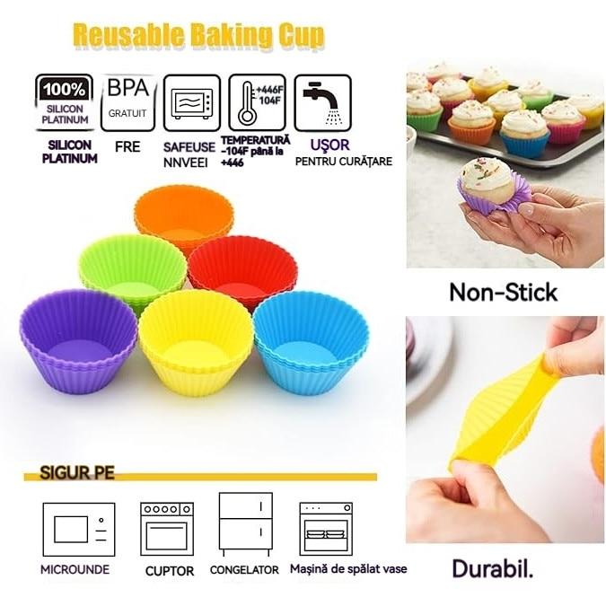 24 Pack Reusable Silicone Cake Molds Non-Stick Baking Cups, Kengege® Multicolor Mini Soap Mold, 7x4.3x3.5cm