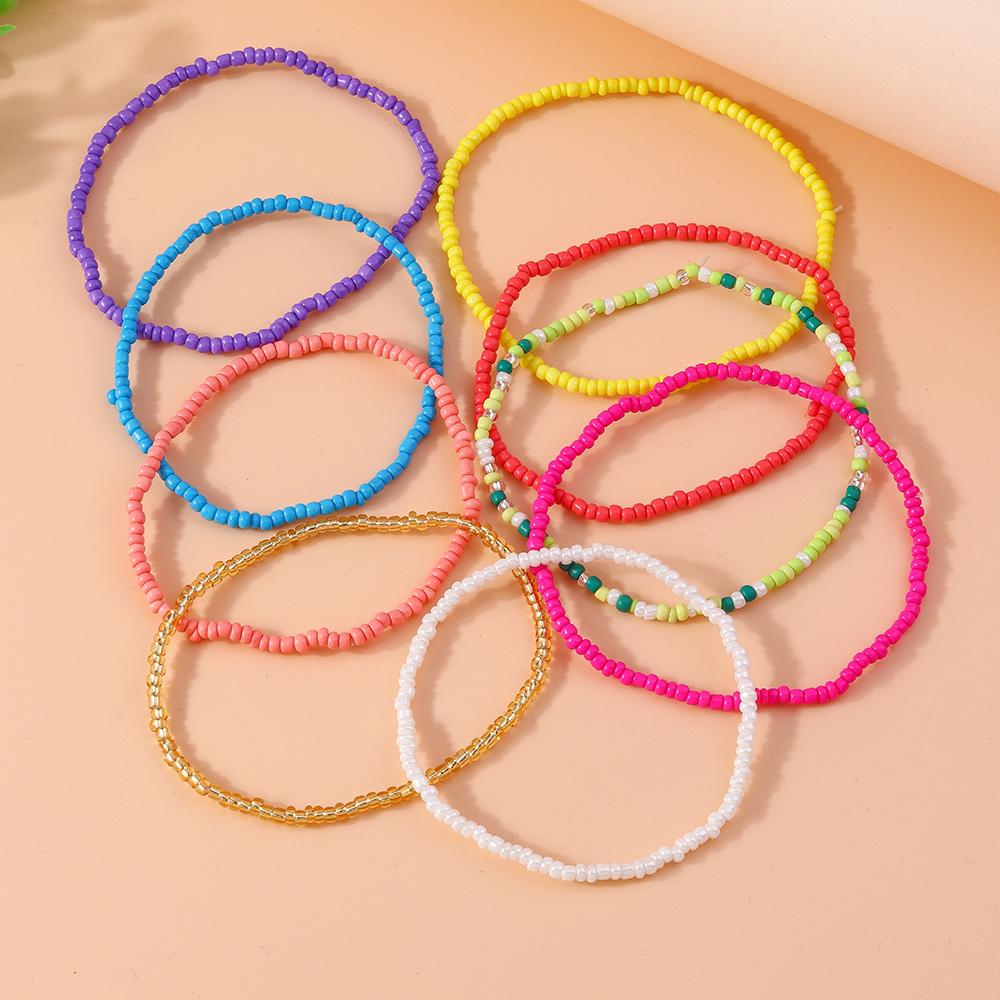 Bohemian Handmade Colorful Beads Anklet Summer Beach Beaded Ankle Bracelet Women Girls Holiday Jewelry Gifts