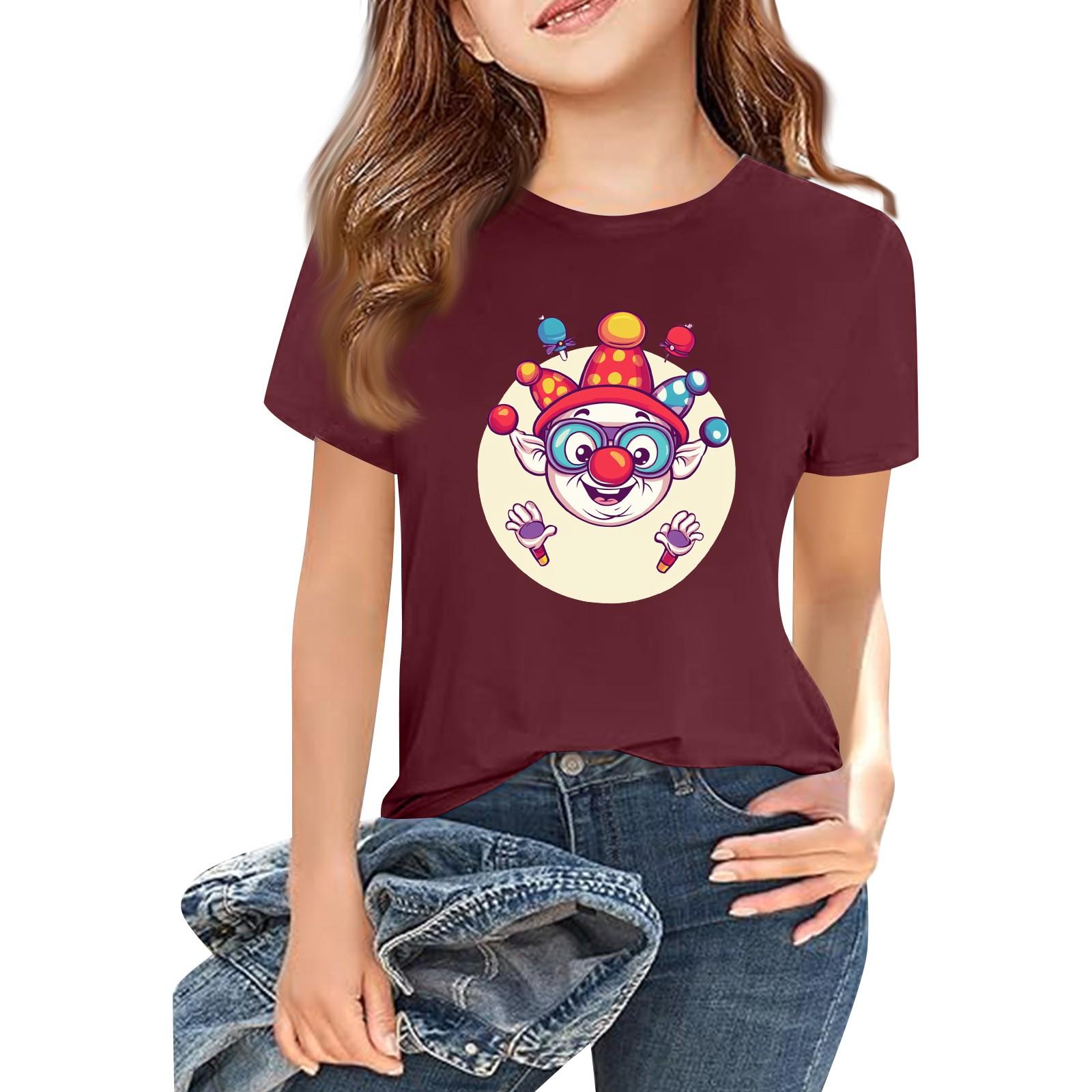 

Детская модная повседневная футболка с коротким рукавом и круглым вырезом с принтом 150 винный