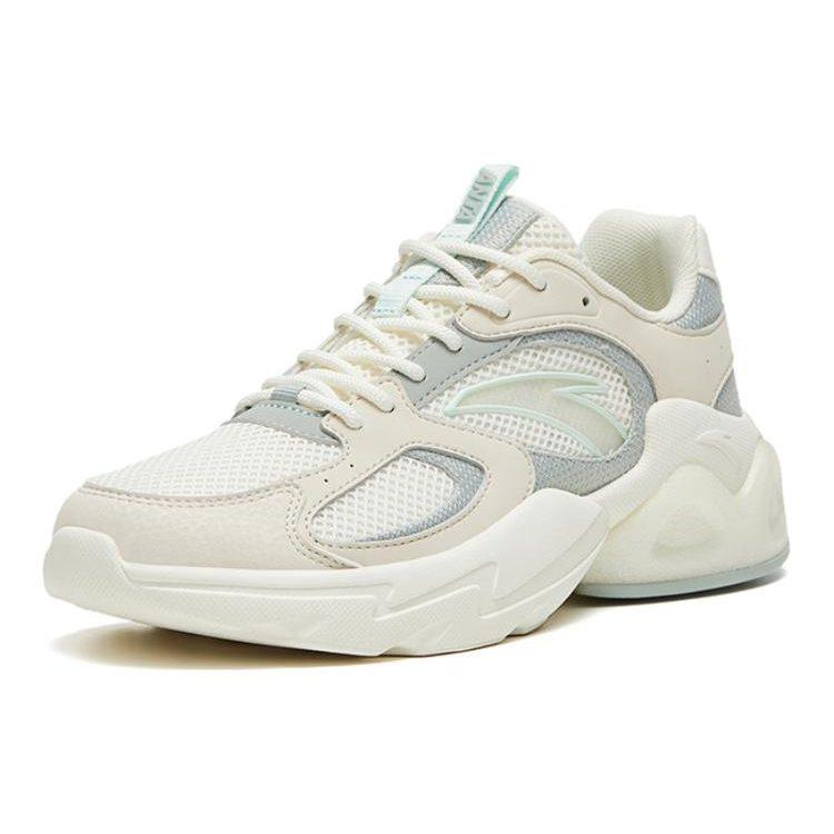 Anta Life Collection Cushioning Slip Resistant Low Top Sports Casual Shoes Women's White Green Gray 122328892-4