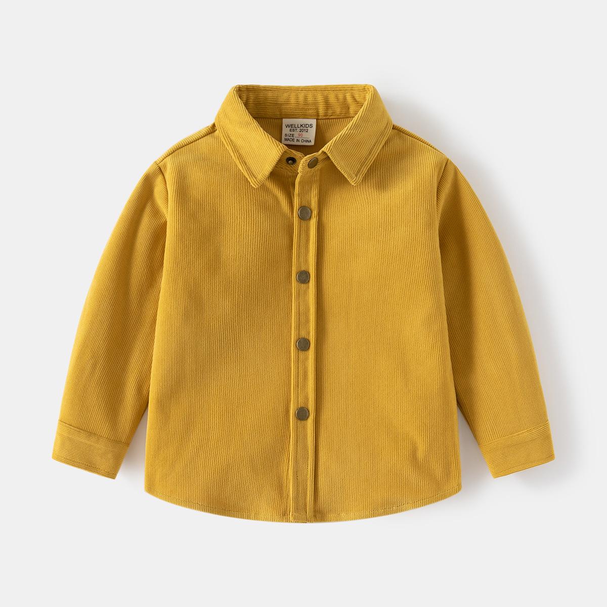 

Детская рубашка, весна-осень 2024, новая красивая детская рубашка, однотонная вельветовая рубашка, детский топ 130cm