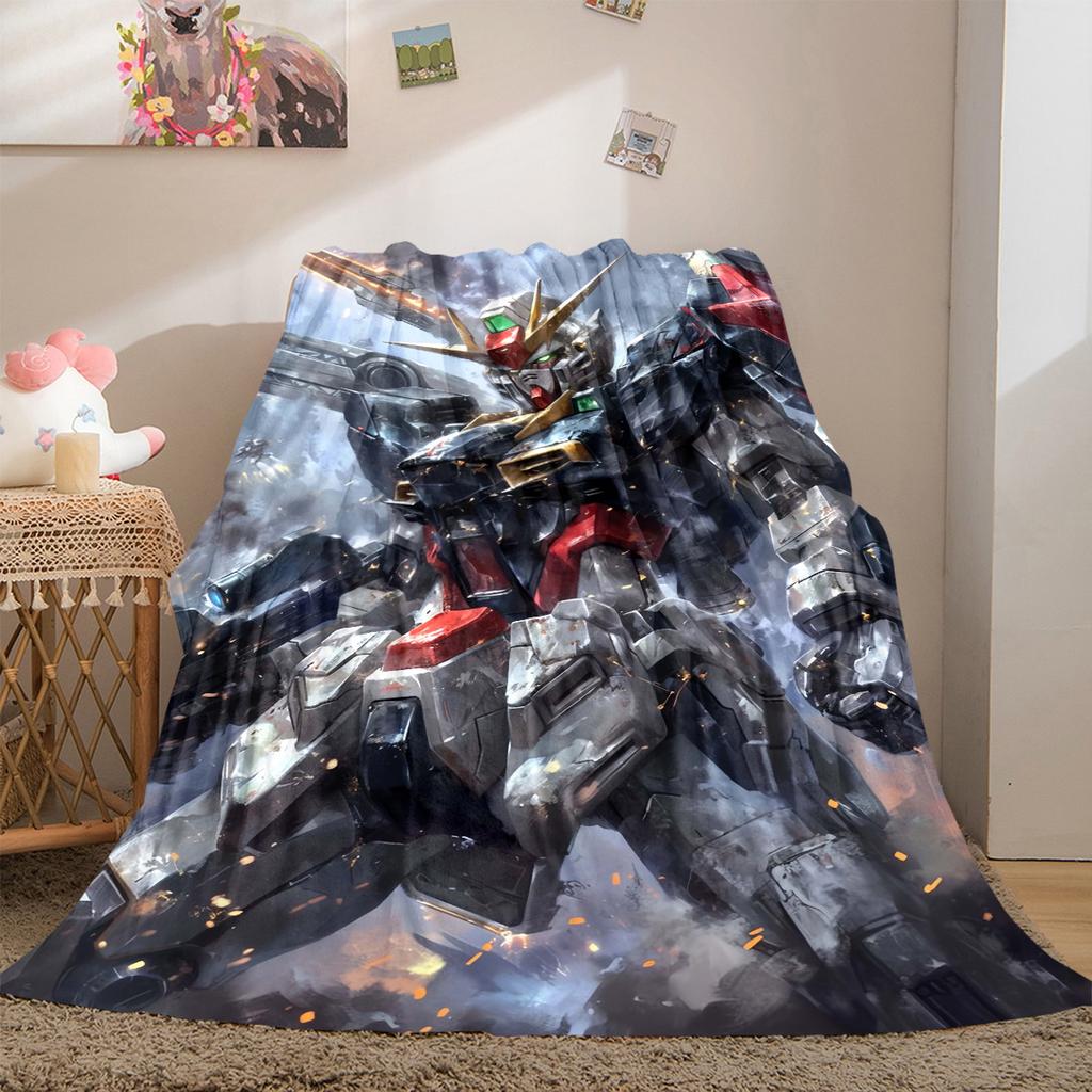 Mobile Suit Gundam Luxury Flannel Lightweight Blanket Home Decor Sofa Bed Travel Cover LXR107