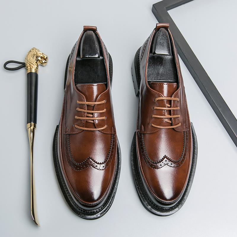 Spring New Men's Oxford Shoes Lace Up Business Low Heel Brand Designer Leather Shoes Outdoor Casual Shoes Gentlemen's Wedding