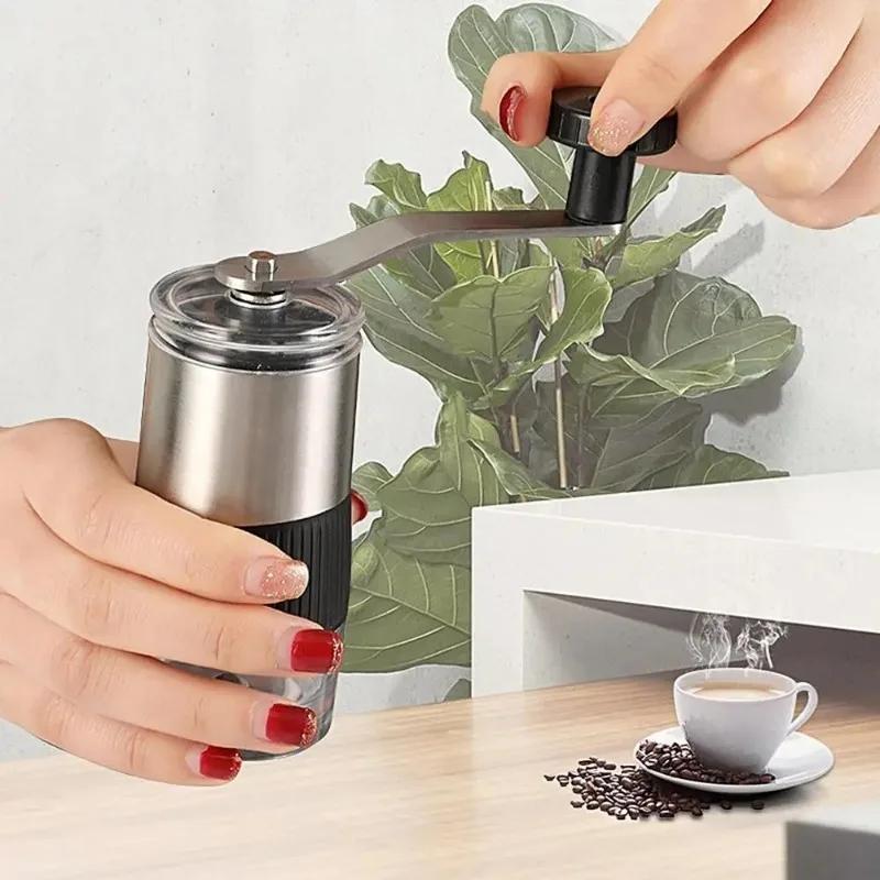 Manual Coffee Grinder Ceramic Burr Mill Hand Crank Household Crusher Coffee Bean Tools Portable Hand Coffee Machine Grinder
