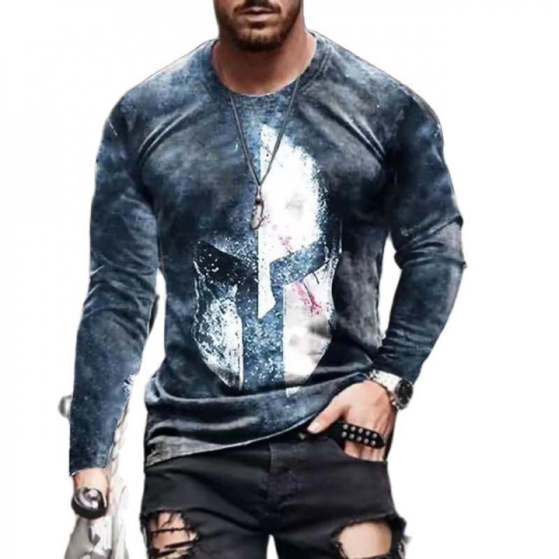 Spring New Long Sleeve T-Shirt Men's Fashion Printed Street Trend Top