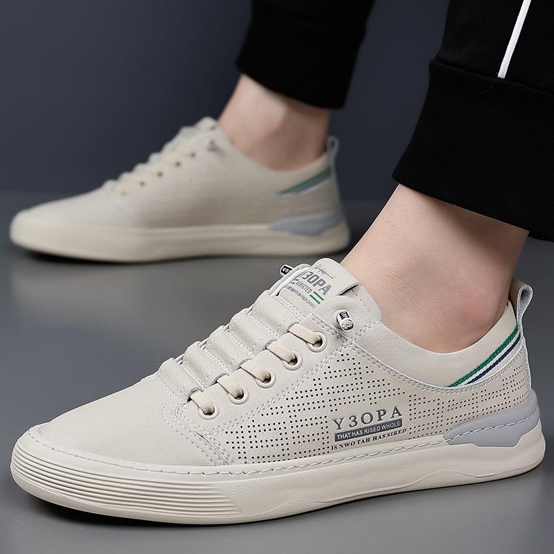 Summer new sandals hollow breathable men's sandals leather casual hole shoes white shoes a generation