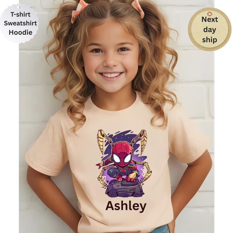 Superhero Kids T Shirt , Custom Name Spider Hero Shirt, for Boys , Girls ,Birthday Gift for Kids , Toddler Youth Tee, kids shirt 130