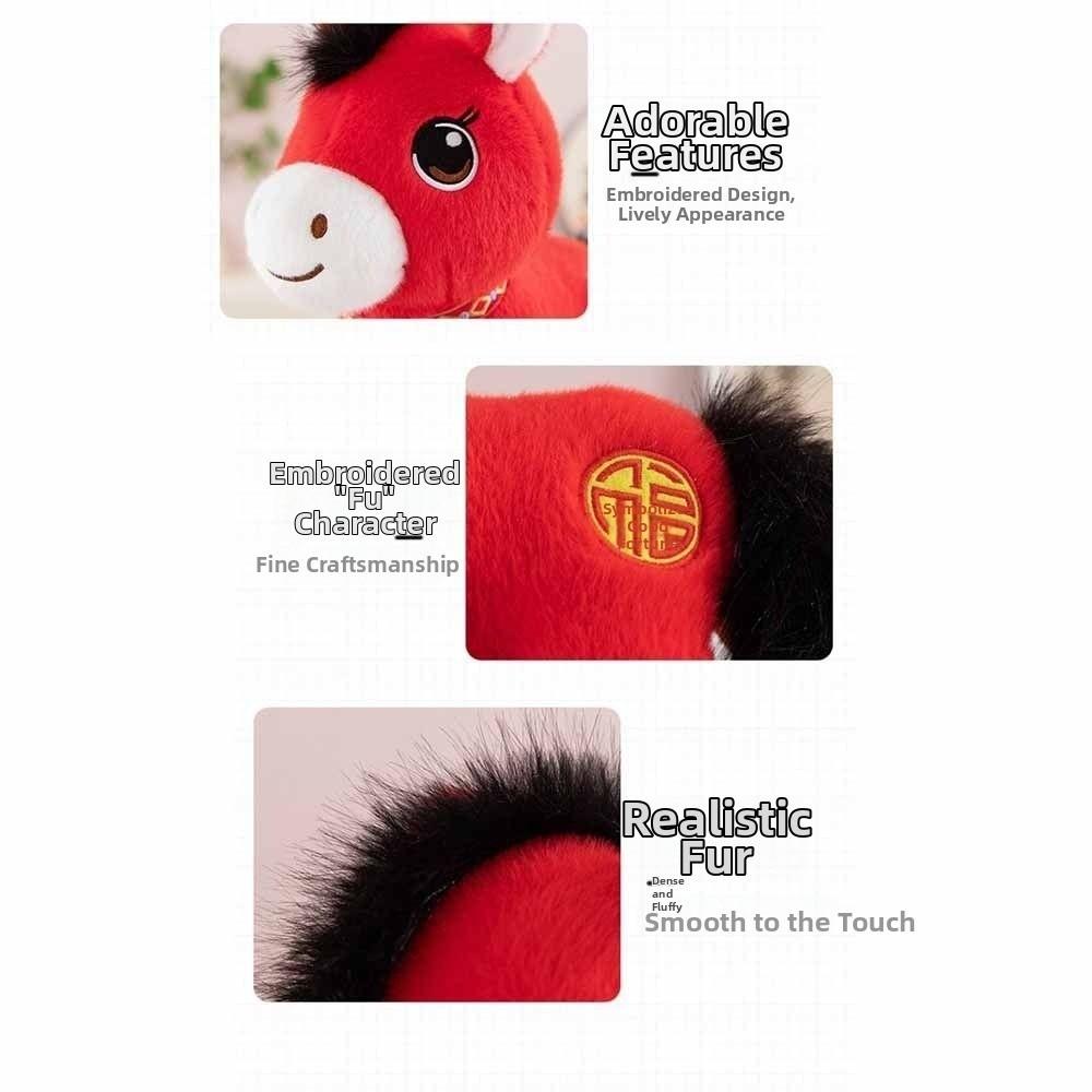Cozy Embroidery Fabrics Simulation Stuffered Pony Doll Zodiac Pony Figurine New Year Mascot