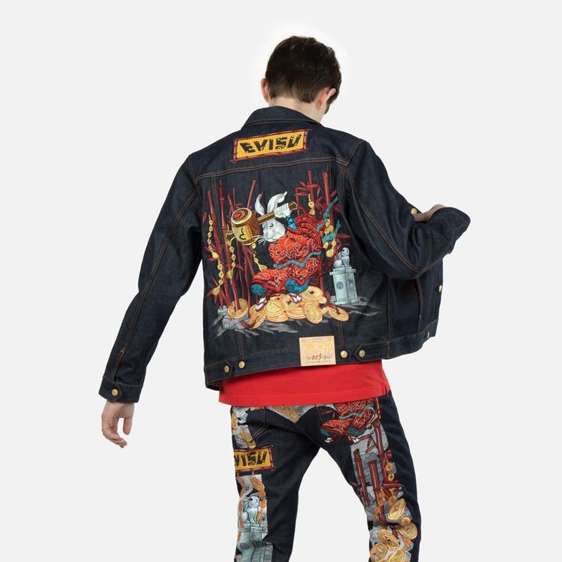EVISU SS23 Denim Jacket Men's Denim Blue 2ESHTM3DJ799XXCSC