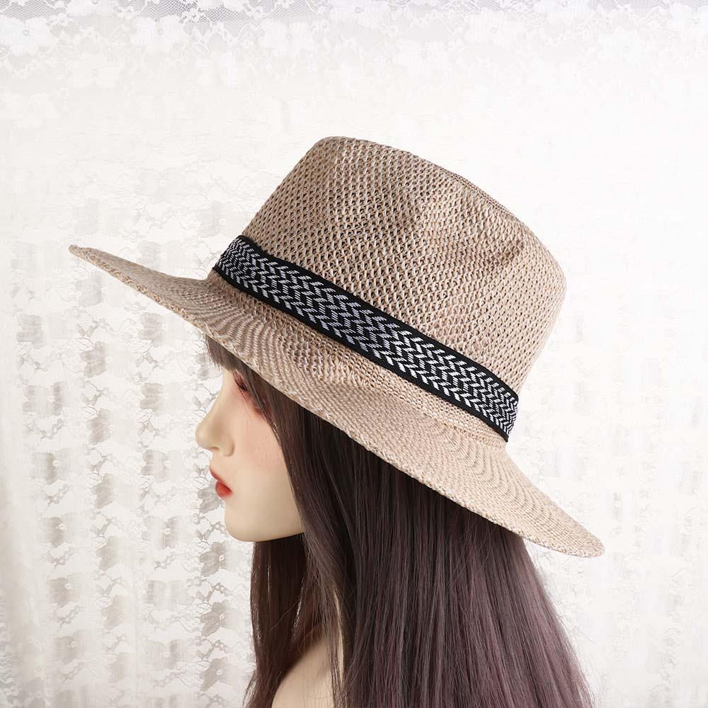 Bohemia Style Travel Female Beach Old Man Sun Hat Middle-aged Men Straw Hat Solid Color Panama Hat