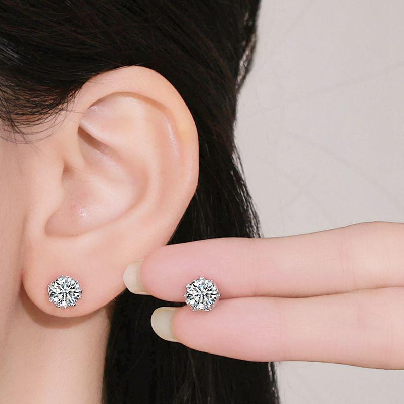 Гипоаллергенные серебряные серьги-гвоздики с муассанитом в форме снежинки - 1 карат 925 Sterling Silver