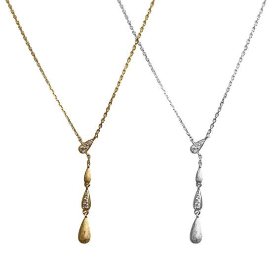 Drop Charm Necklace Women String of Water Drops Pendant Necklace Sparkling Rhinestone Dainty Necklace Gift for Her Wife