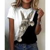 2024 New popular personality 3D women's T-shirt fun cute rabbit print ladies short-sleeved round neck top refreshing breathable