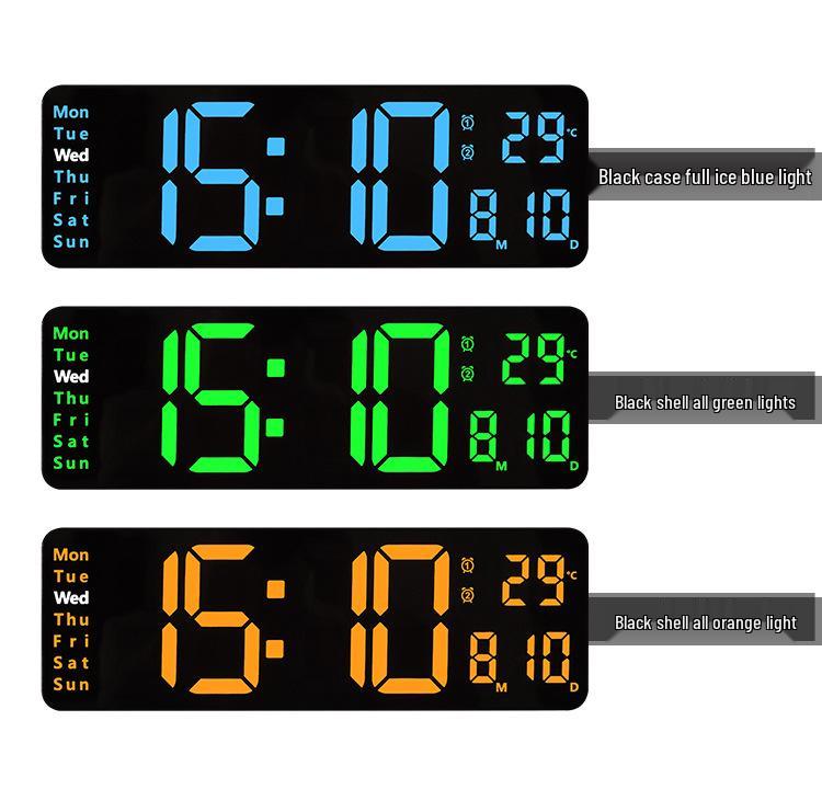 13-Inch Minimalist Wall/Table Clock with Large Digital Display, Multiple Alarms & Multifunction Features - Model 6629