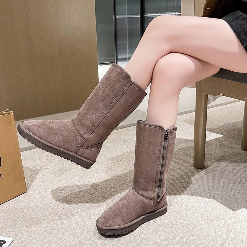 Women's 2025 Winter High-Top Snow Boots with Side Zipper, Plus Velvet, Thick Insulation, and Long Tube - Plus Sizes Available.