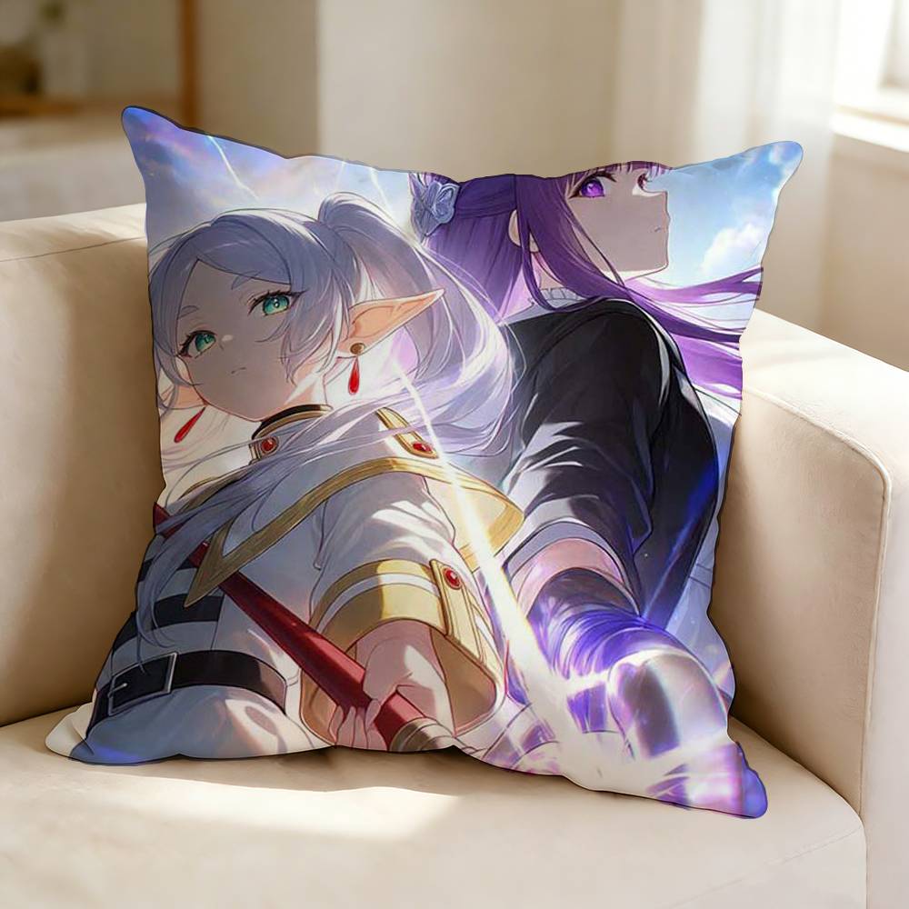 Anime FFrieren BBeyond Journeys End  Square DoubleSided Printed Pillow Case Bedroom Bedside Pillow Sofa Cushion Cover