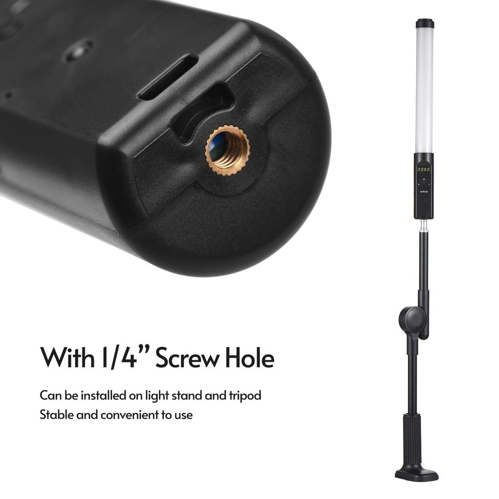 Tube LED RGB, Température Bicolore 3200K 5500K avec 9 Effets de Couleur et Télécommande, pour Photographie Vlog Streaming en Direct