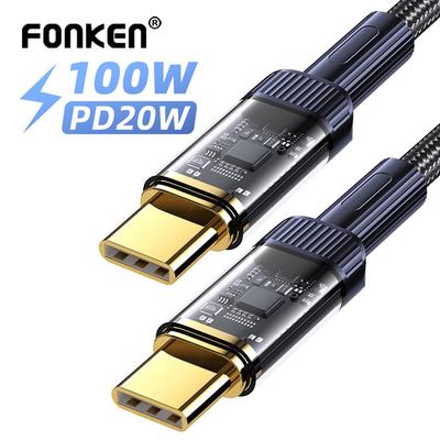 FONKEN PD100W прозорий кабель USB C до типу C PD20W USB C до кабелю Lightning Fast Charge Шнур передачі даних для ноутбука Xiaomi Samsung 1M