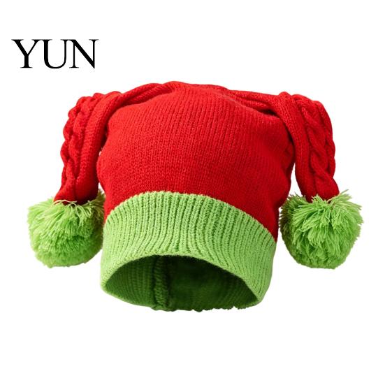 Stylish Pom Hat for Girls Women Christmas Elf Hat, Cozy Winter Knit with Comfortable Daily Pom, Stretchy Warm Skull Cap Outdoor Cold Weather Knitted