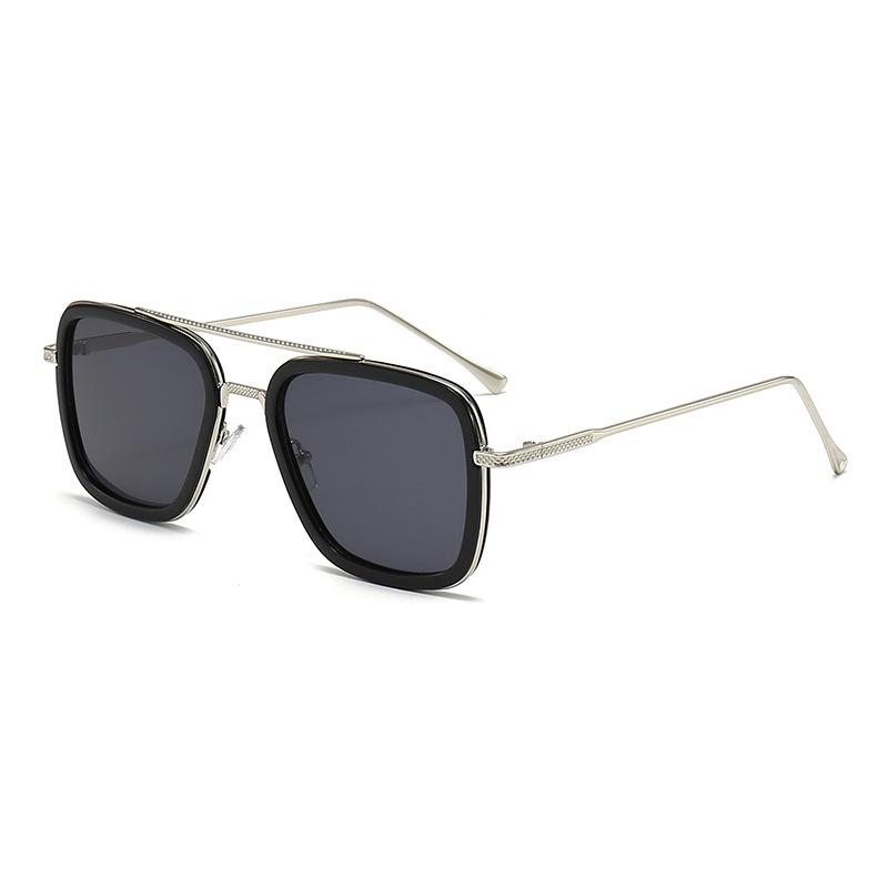 Stylish Men's Square Frame Sunglasses Inspired by Iron Man and Spider-Man - Trendy European and American Design, Large Frame