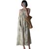 Smudge Print Lace-up Neck Dress for Women's Thai Seaside Vacation Super Fairy Beach Dress