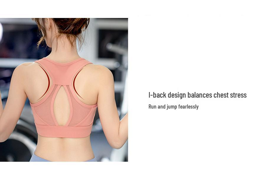 High-Intensity Shockproof Sports Bra with Mesh Back and Wide Shoulders - Sexy, Supportive Running Vest for Women.