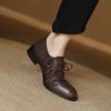 Krazing Pot Cow Skin Autumn Winter Brogues Shoes Lace Up Low Heels Size 42 Round Toe Oxford Shoes Carving Decoration Pumps