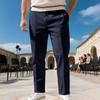 Men's Solid Color Straight Leg Plus Size Slim Business Casual Pants