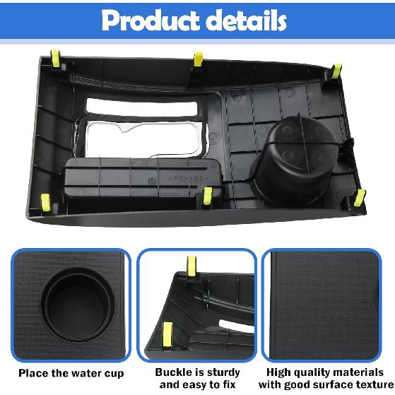 Black Center Console Shifter Bezel Shift Panel Cover Cup Holder Compatible With Toyota Tacoma 2005-2015 Gear Shift Trim