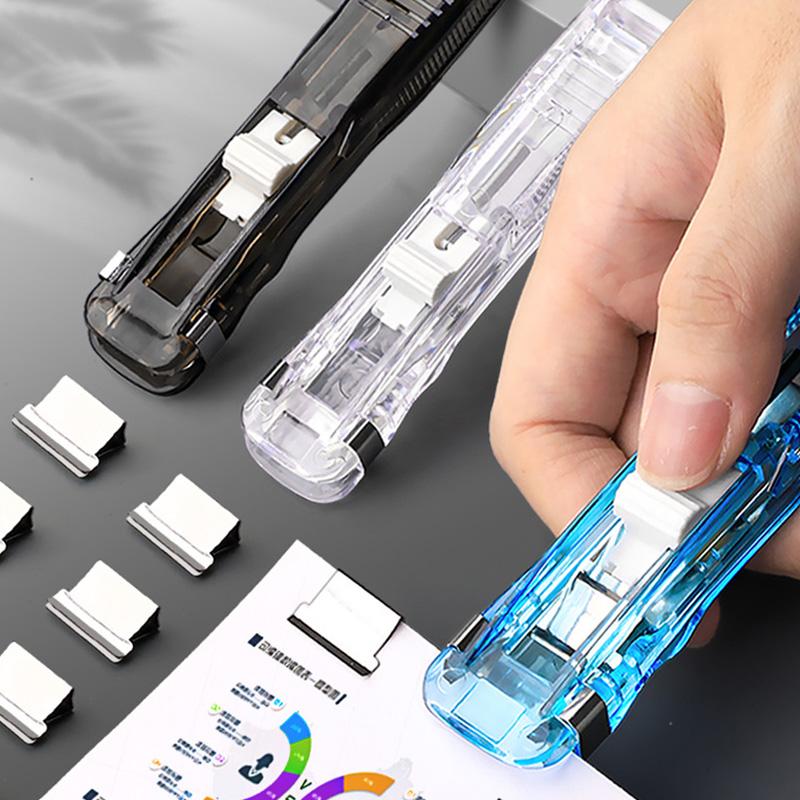 1PC Mini plastové školní potřeby Ruční sponkové vázací nástroje Tlačná sešívačka na dokumenty