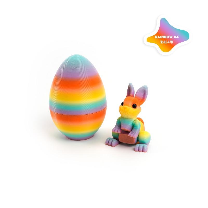 

3D Printed Rabbit Eggs Ornament Animal Model Easter Rabbit Home Desktop Ornament Happy Easter Gift for Kids