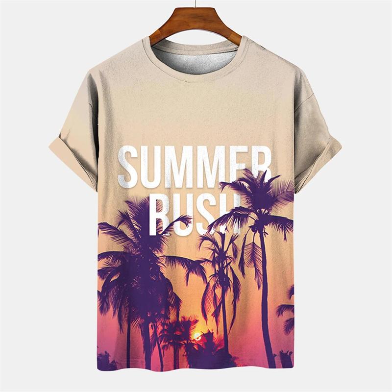 Coconut Tree Pattern 3D Printed Tees Summer Casual Harajuku O-Neck Short Sleeves Tops Hawaiian Men's T-shirts