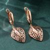 Exquiaite Hollowed Leaf-shaped Golden Plated Pendant Earrings for Women Elegant Daily Holiday Jewelry Accessories Crafts