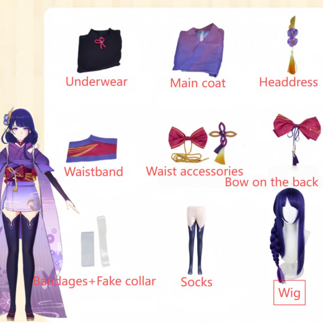 

Genshin Impact Кос Костюм Бог Грома Баржен Громовой Генерал Теневой Воин Косплей Игра Анимация Кимоно Женский Тень КОС M