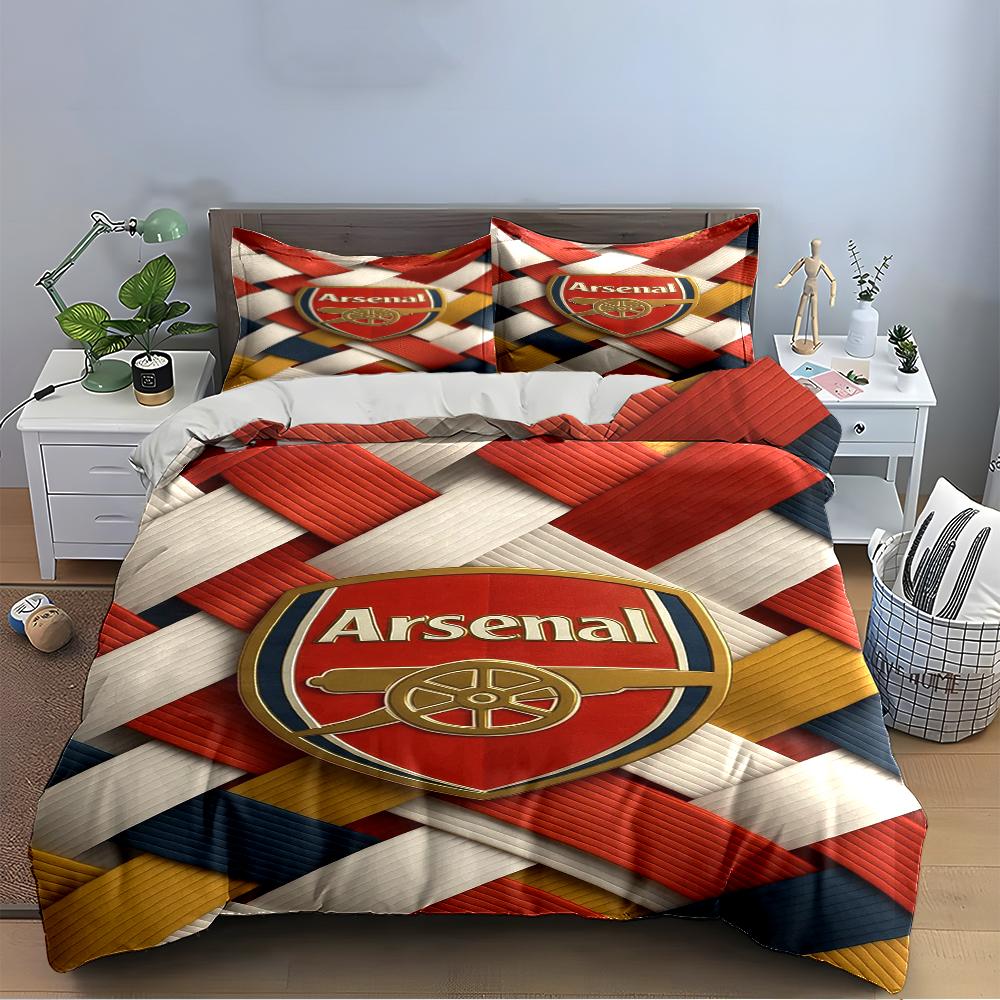 Set Biancheria da Letto Logo Arsenal Copripiumino Copripiumino Federe Decorazioni per la Casa (1 * Copripiumino 2 * Federe, senza piumino)