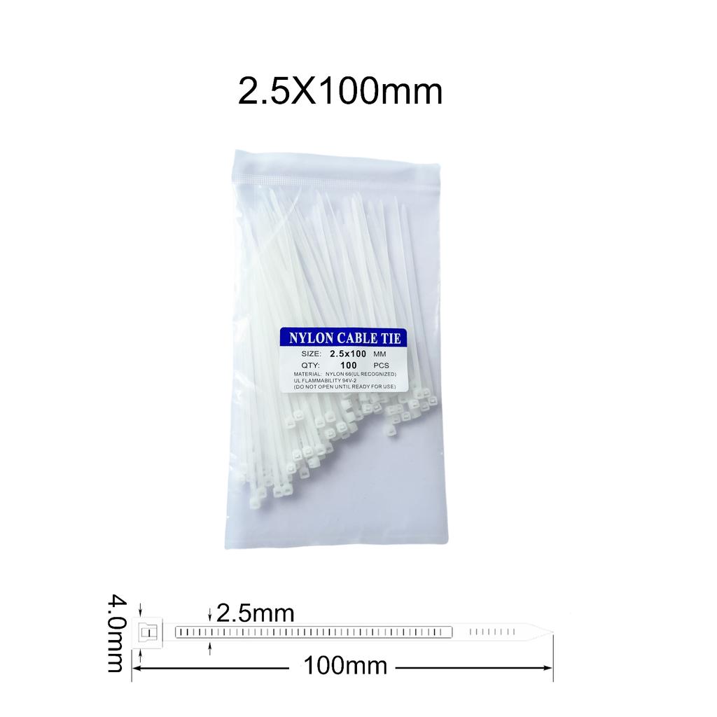 100 szt./partia 2,5x100mm Mocne Plastikowe Nylonowe Opaski Kablowe Samozaciskające Pierścień Mocujący Zip Opaski Pasek Tie Czerwony Zielony Żółty